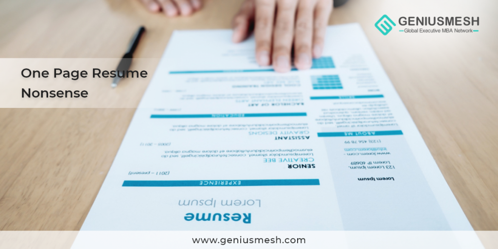 One Page Resume Nonsense